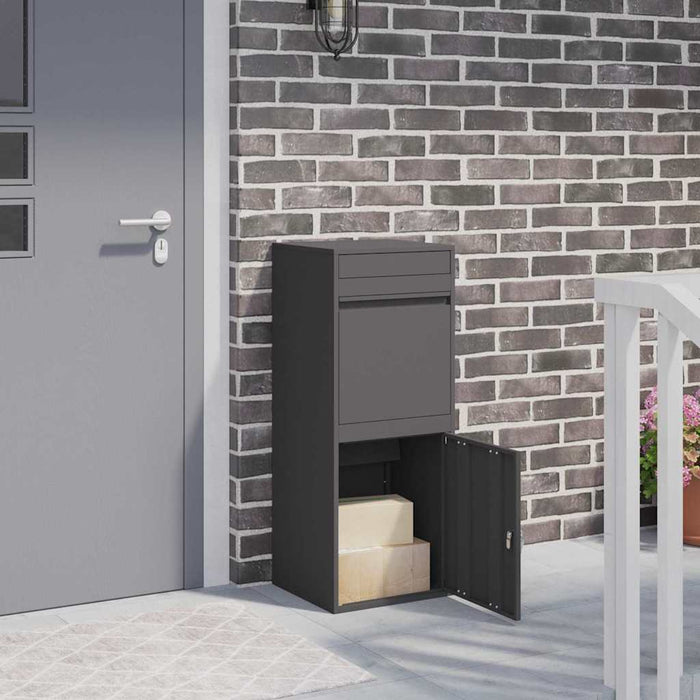 Cutie pentru colet cu depozitare Negru 41 x 38 x 103 cm Oțel - WALTI WALTI
