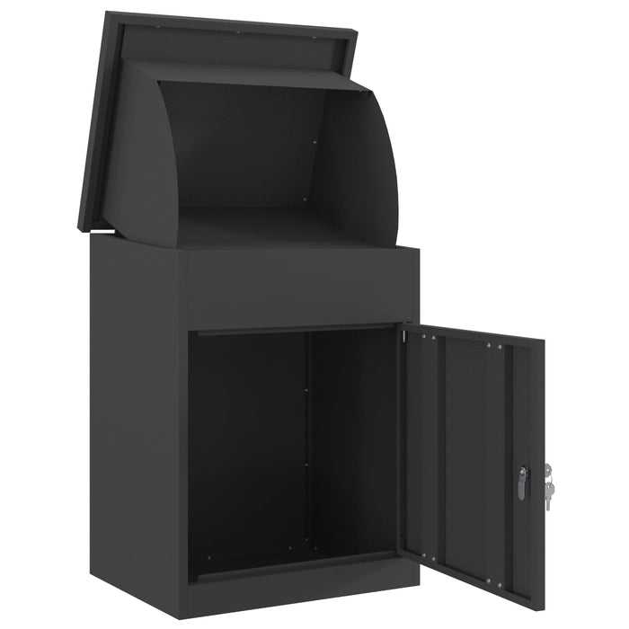Cutie pentru colet cu depozitare Negru 47,5 x 38 x 59 cm Oțel WALTI