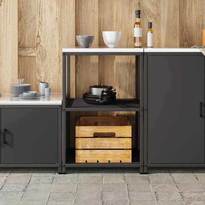 Depozitare pentru bucătărie cu raft Negru 60 x 50 x 92 cm Oțel - WALTI WALTI