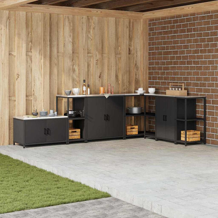 Depozitare pentru bucătărie cu raft Negru 60 x 50 x 92 cm Oțel - WALTI WALTI