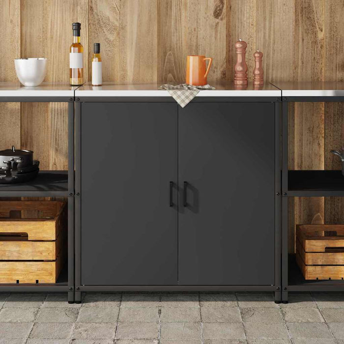 Depozitare pentru bucătărie cu raft Negru 60 x 50 x 92 cm Oțel - WALTI WALTI