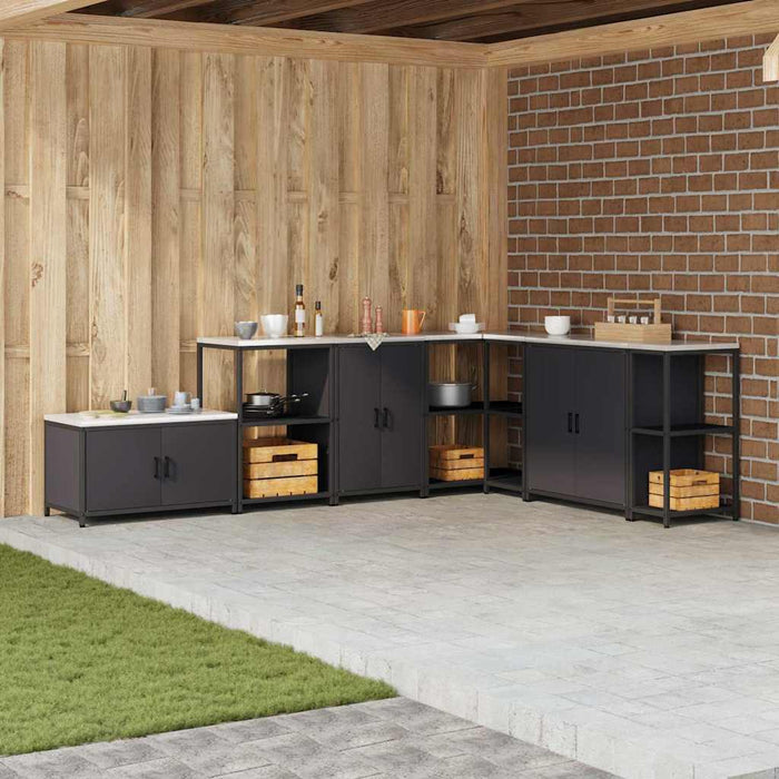 Depozitare pentru bucătărie cu raft Negru 60 x 50 x 92 cm Oțel - WALTI WALTI