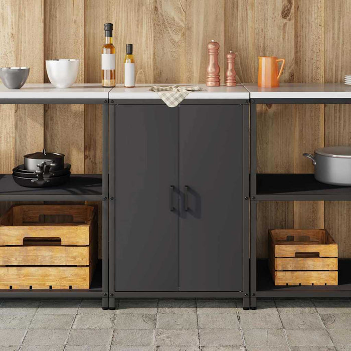 Depozitare pentru bucătărie cu raft Negru 60 x 50 x 92 cm Oțel - WALTI WALTI