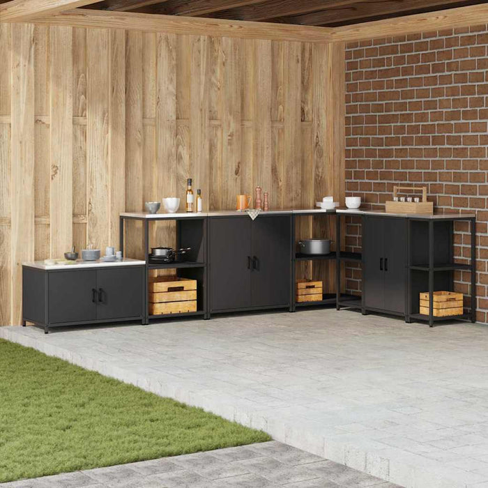 Depozitare pentru bucătărie cu raft Negru 60 x 50 x 92 cm Oțel - WALTI WALTI