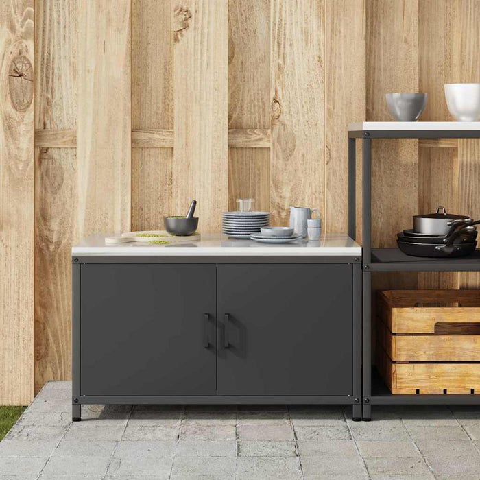 Depozitare pentru bucătărie cu raft Negru 60 x 50 x 92 cm Oțel - WALTI WALTI