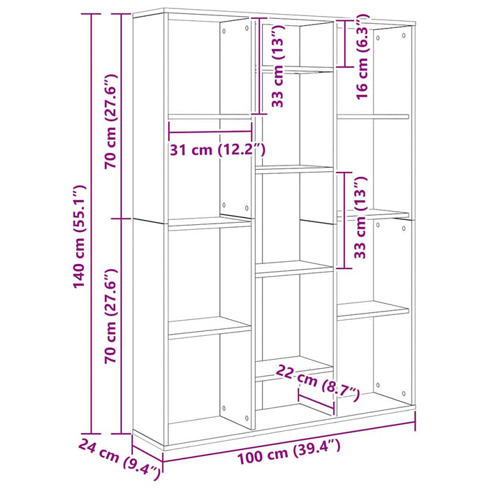 Separator de cameră cu raft Stejar Negru 100 x 24 x 140 cm - WALTI WALTI