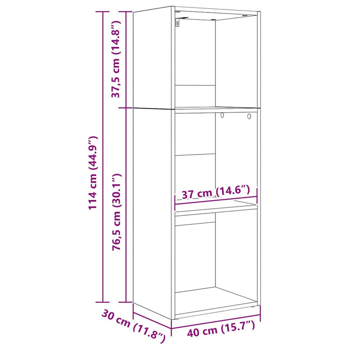 Bibliotecă Stejar negru 40 x 30 x 114 cm Lemn compozit - WALTI WALTI
