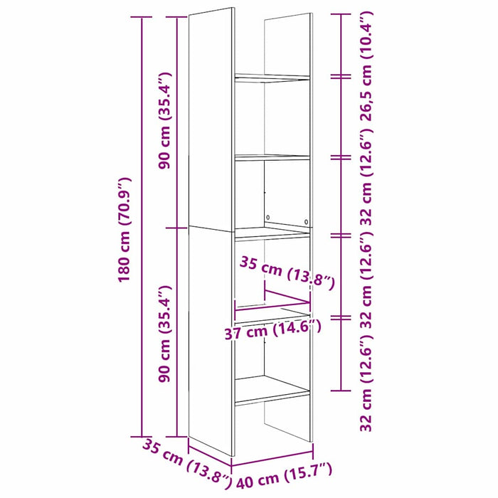 Dulap pentru cărți Stejar Artizanal 40 x 35 x 180 cm - WALTI WALTI