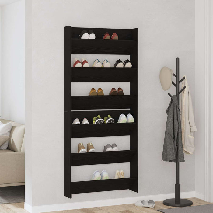 Dulap pentru pantofi cu raft 2 pcs Stejar Negru 86 x 18 x 90 cm - WALTI WALTI