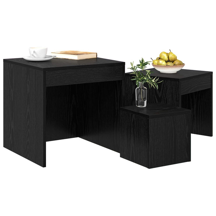 Masă de cafea 3 pcs Stejar Negru Lemn compozit - WALTI WALTI