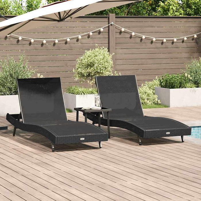 Șezlonguri 3 pcs Negru 40 x 40 x 40.5 cm poliratan - WALTI WALTI