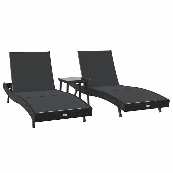 Șezlonguri 3 pcs Negru 40 x 40 x 40.5 cm poliratan - WALTI WALTI