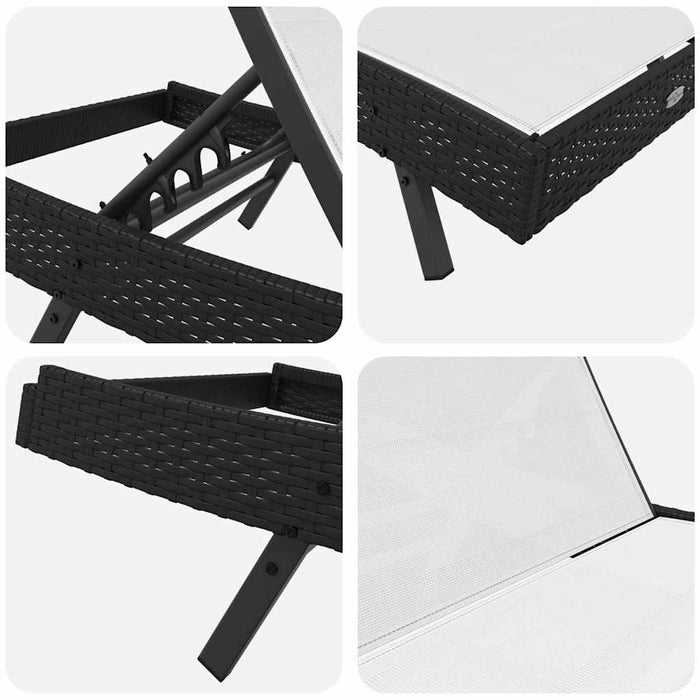 Șezlonguri 3 pcs Negru și Alb 40 x 40 x 40.5 cm poliratan - WALTI WALTI
