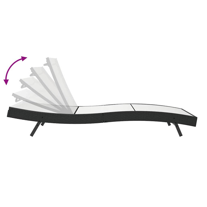 Șezlonguri 3 pcs Negru și Alb 40 x 40 x 40.5 cm poliratan - WALTI WALTI