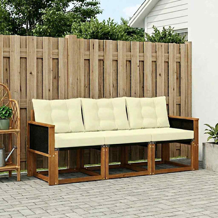 Set de canapele de exterior cu pernă 3 pcs Natural și Crem WALTI