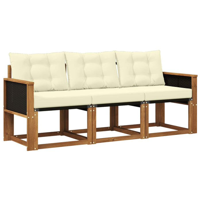 Set de canapele de exterior cu pernă 3 pcs Natural și Crem WALTI
