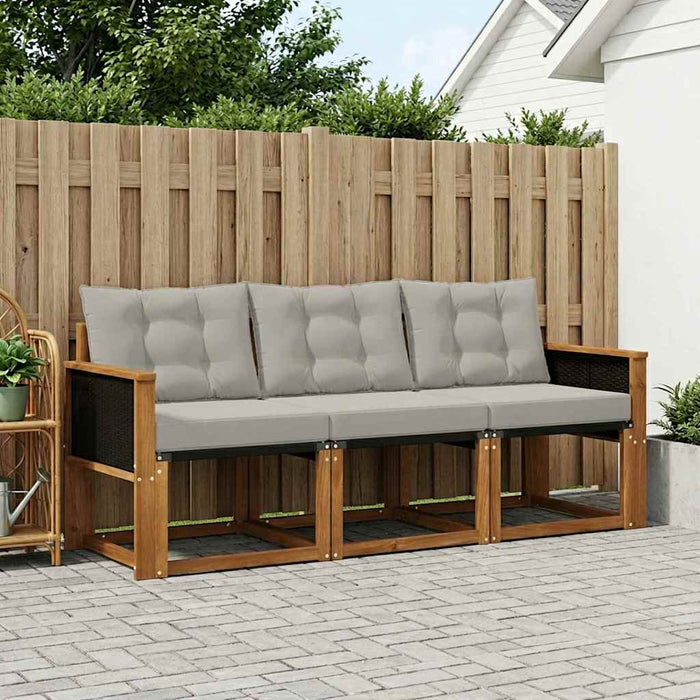 Set de canapele de exterior 3 pcs Natural și gri deschis WALTI