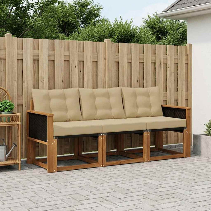 Set de canapele de exterior cu pernă 3 pcs Natural și Bej WALTI