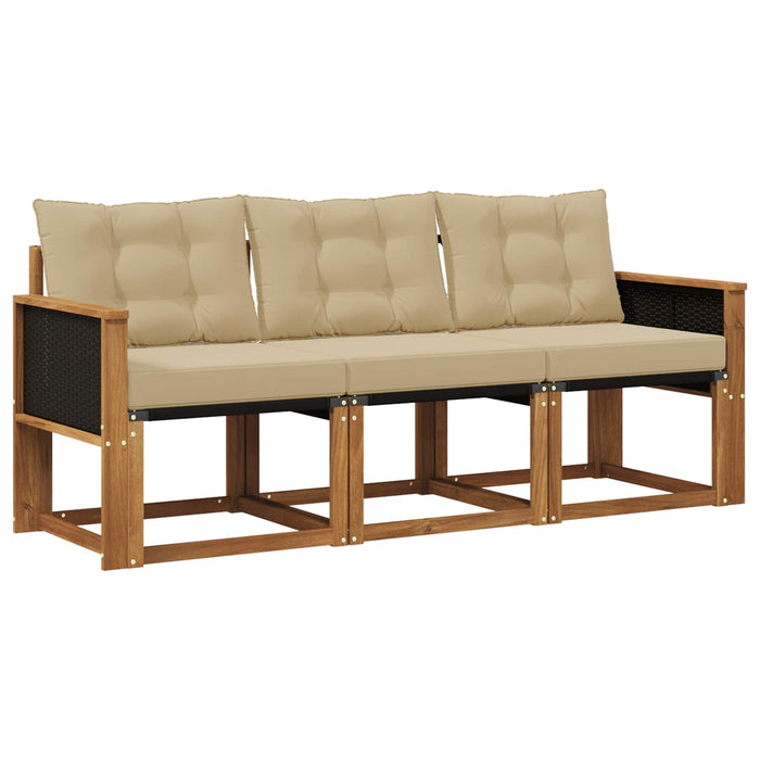 Set de canapele de exterior cu pernă 3 pcs Natural și Bej WALTI