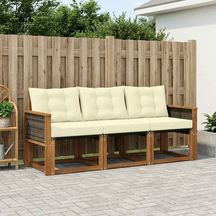 Set de canapele de exterior cu pernă 3 pcs Natural și Crem WALTI
