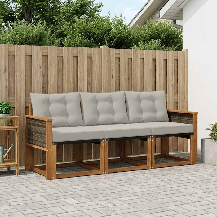 Set de canapele de exterior 3 pcs Natural și gri deschis WALTI