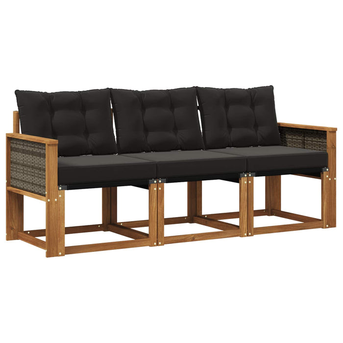 Set de canapele de exterior cu pernă 3 pcs Natural și Negru WALTI