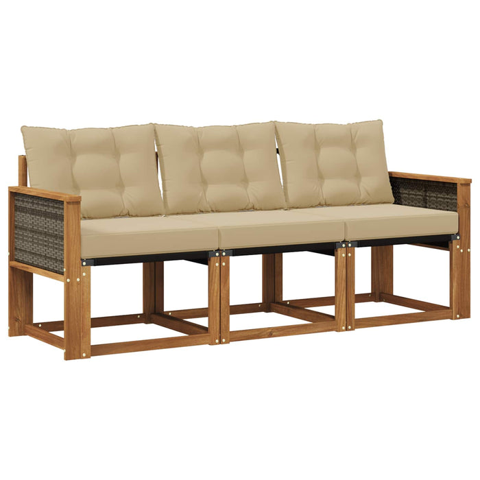 Set de canapele de exterior cu pernă 3 pcs Natural și Bej WALTI