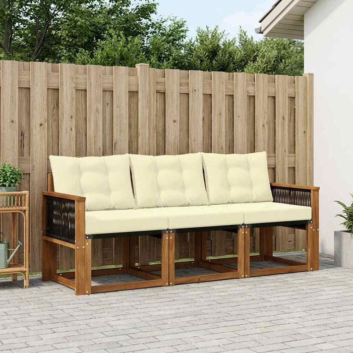 Set de canapele de exterior cu pernă 3 pcs Natural și Crem WALTI