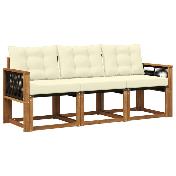 Set de canapele de exterior cu pernă 3 pcs Natural și Crem WALTI