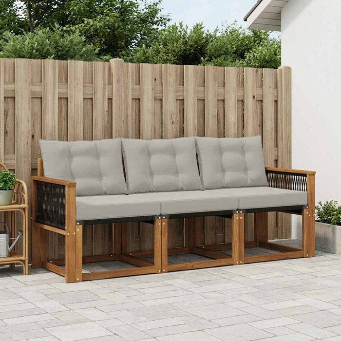 Set de canapele de exterior 3 pcs Natural și gri deschis WALTI