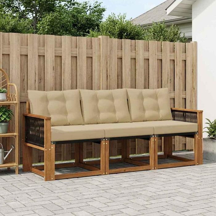 Set de canapele de exterior cu pernă 3 pcs Natural și Bej WALTI