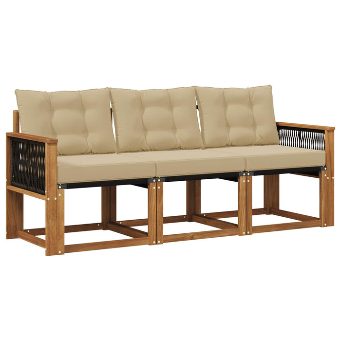 Set de canapele de exterior cu pernă 3 pcs Natural și Bej WALTI