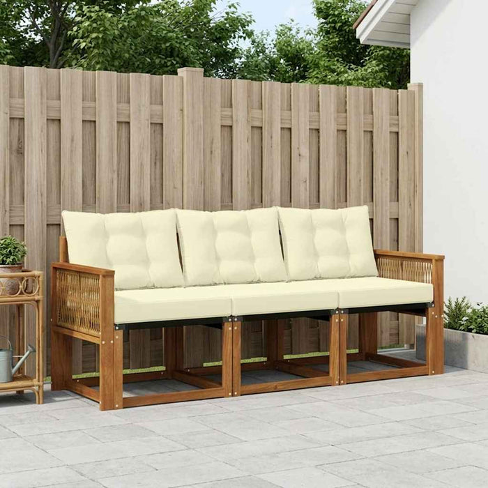 Set de canapele de exterior cu pernă 3 pcs Natural și Crem WALTI