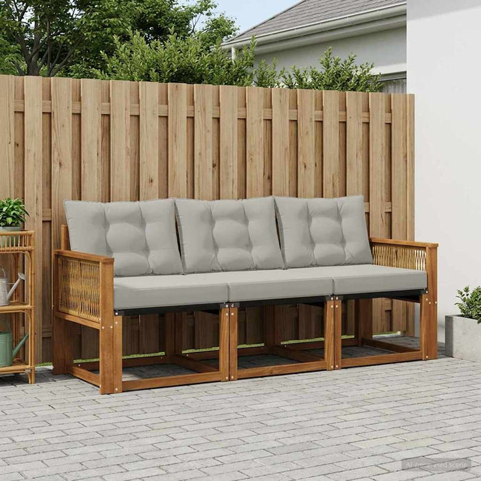 Set de canapele de exterior 3 pcs Natural și gri deschis WALTI
