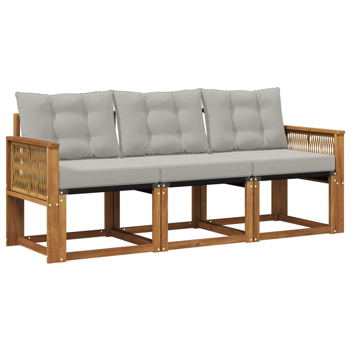 Set de canapele de exterior 3 pcs Natural și gri deschis WALTI