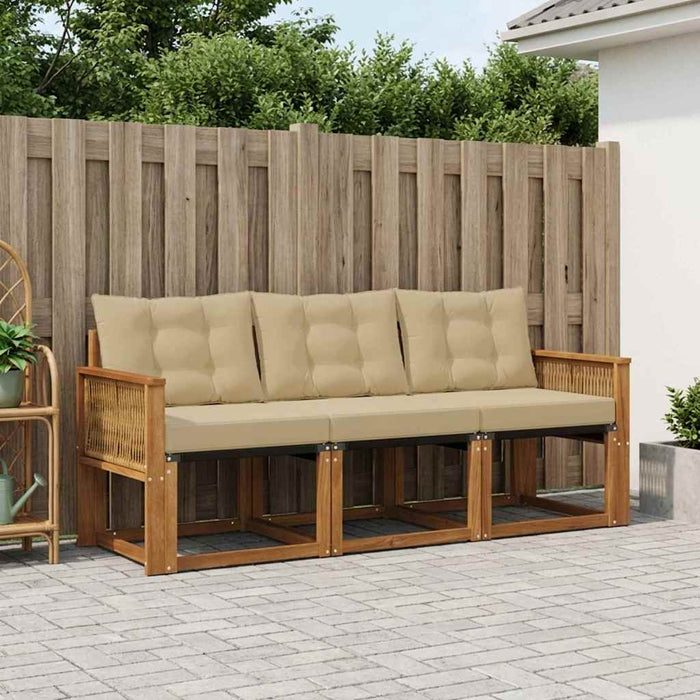 Set de canapele de exterior cu pernă 3 pcs Natural și Bej WALTI