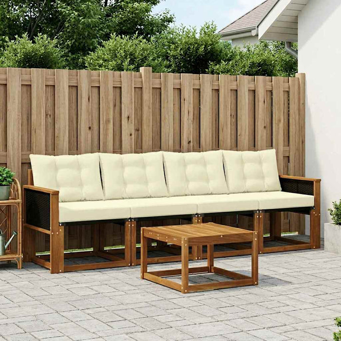 Set de canapele de exterior cu pernă 5 pcs Natural și Crem WALTI
