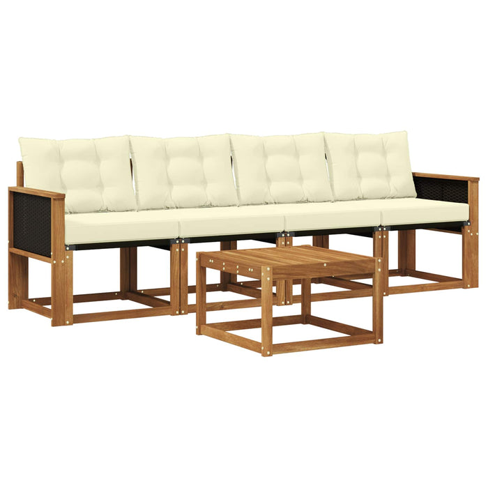 Set de canapele de exterior cu pernă 5 pcs Natural și Crem WALTI