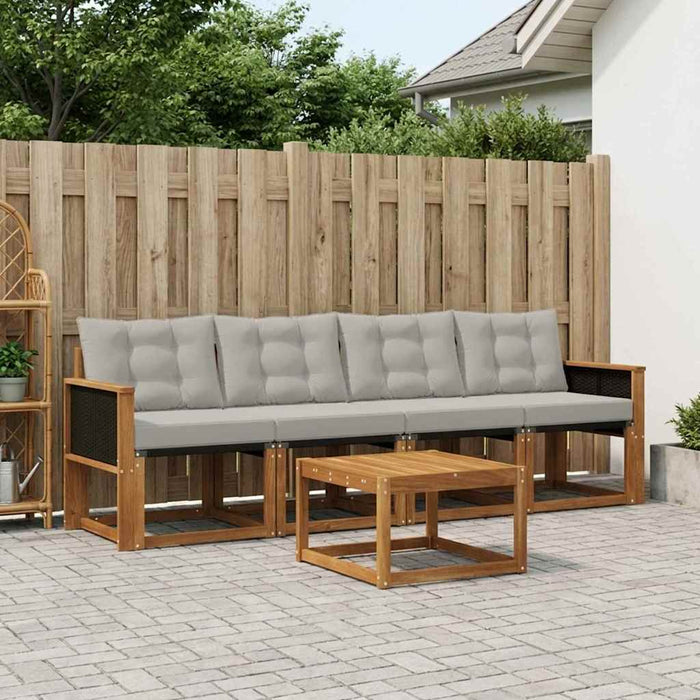 Set de canapele de exterior 5 pcs Natural și gri deschis WALTI