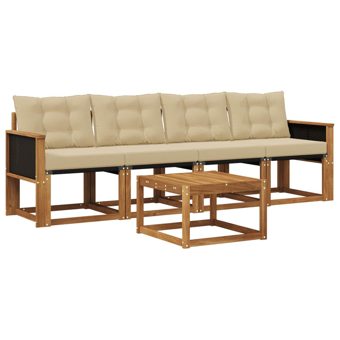Set de canapele de exterior cu pernă 5 pcs Natural și Bej WALTI