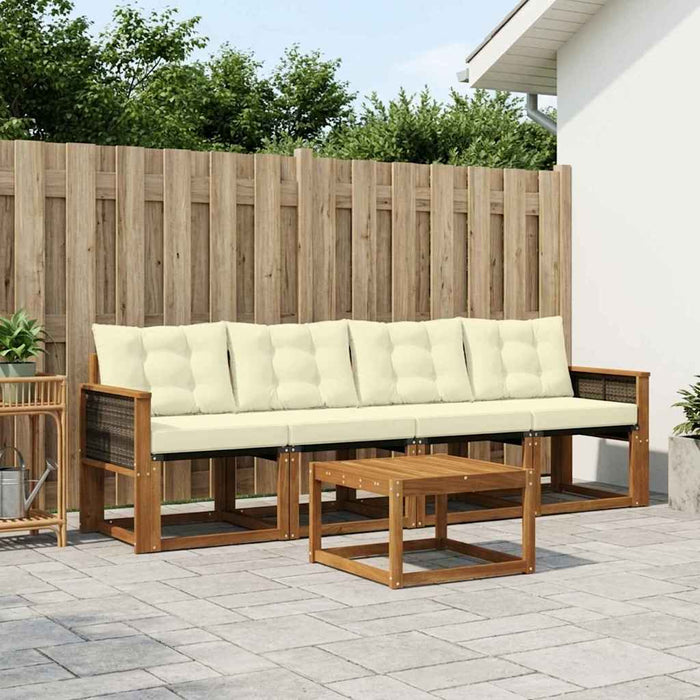 Set de canapele de exterior cu pernă 5 pcs Natural și Crem WALTI