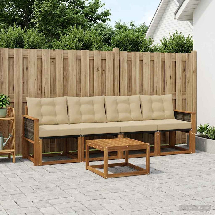 Set de canapele de exterior cu pernă 5 pcs Natural și Bej WALTI
