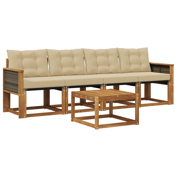 Set de canapele de exterior cu pernă 5 pcs Natural și Bej WALTI