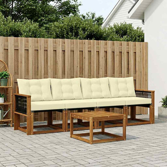 Set de canapele de exterior cu pernă 5 pcs Natural și Crem WALTI