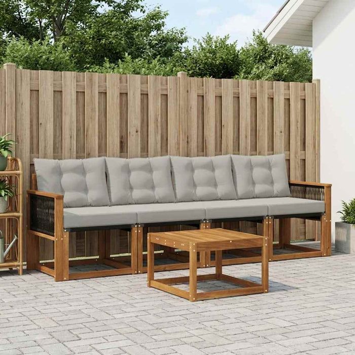 Set de canapele de exterior 5 pcs Natural și gri deschis WALTI