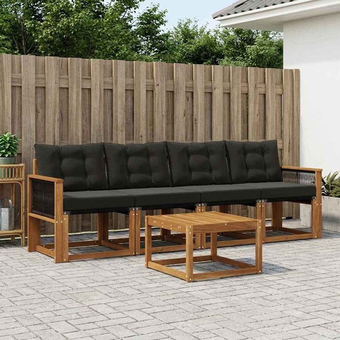 Set de canapele de exterior cu pernă 5 pcs Natural și Negru WALTI