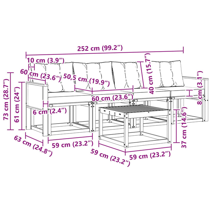 Set de canapele de exterior cu pernă 5 pcs Natural și Bej WALTI