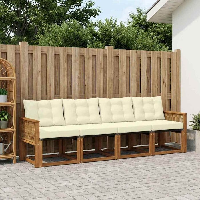 Set de canapele de exterior cu pernă 5 pcs Natural și Crem WALTI