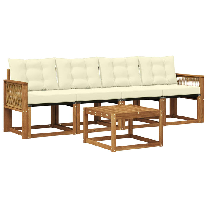 Set de canapele de exterior cu pernă 5 pcs Natural și Crem WALTI