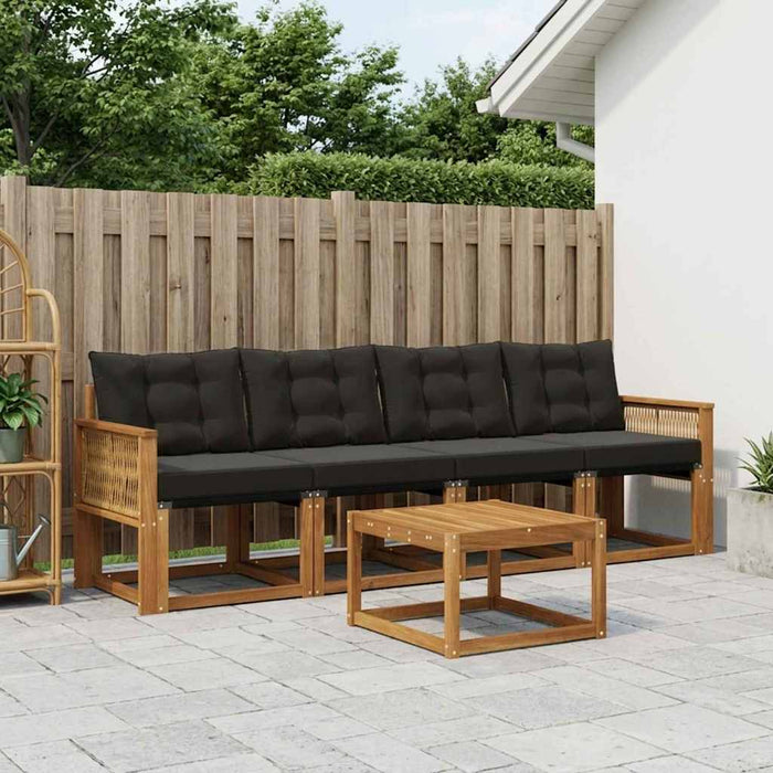 Set de canapele de exterior cu pernă 5 pcs Natural și Negru WALTI